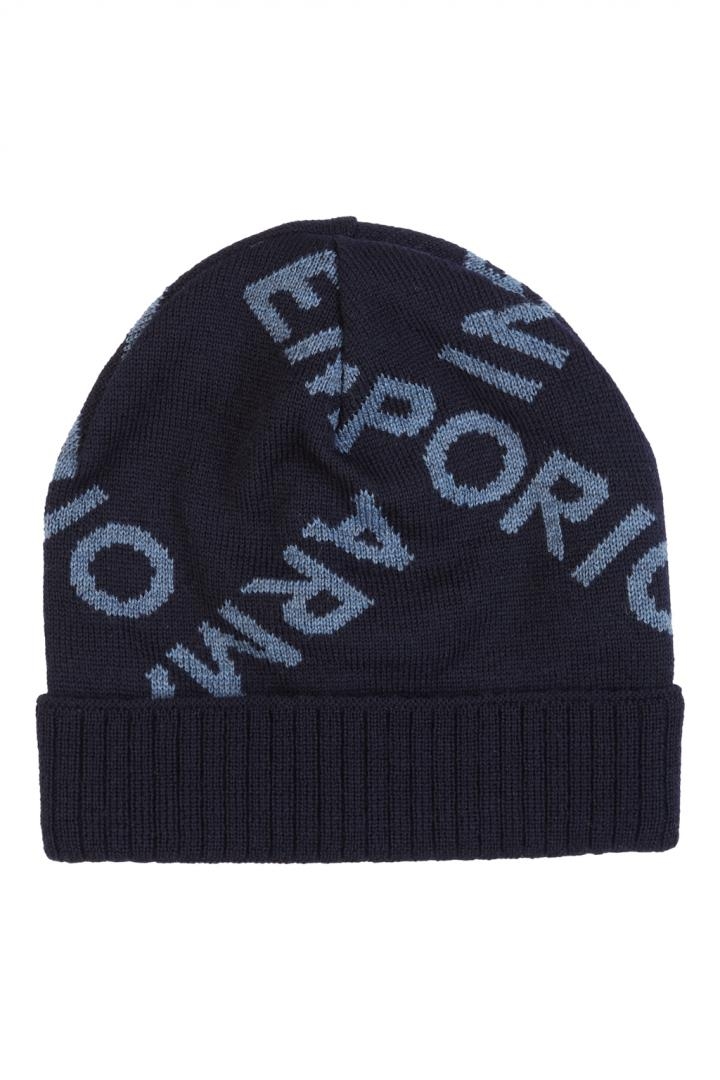 immagine 1 di Emporio Armani set cappellino e sciarpa in pura lana vergine logato ragazzo